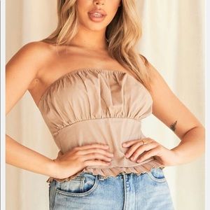 Pretty little thing camel strapless bandeau top